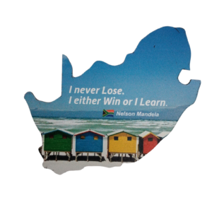 Nelson Mandela "I Never Lose. I Either Win or I Learn." Fridge Magnet – South Africa Map